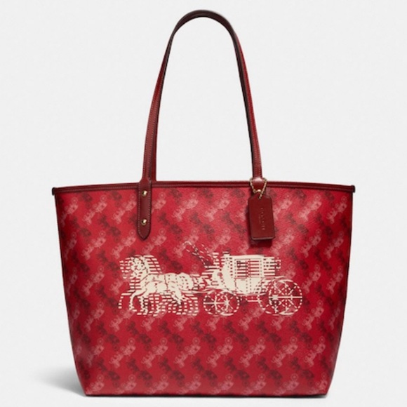 NWT COACH Red Lanyard Card Case Set with Horse & Carriage Print - Picture 11 of 16